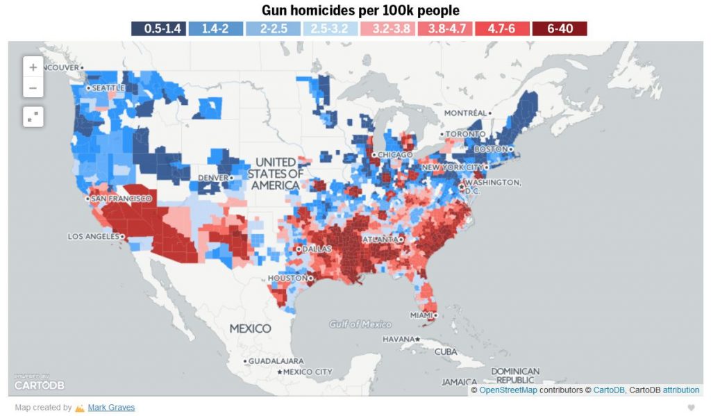 Gun homicide rate. national